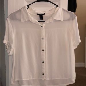 🏷 White Cropped Collared Top